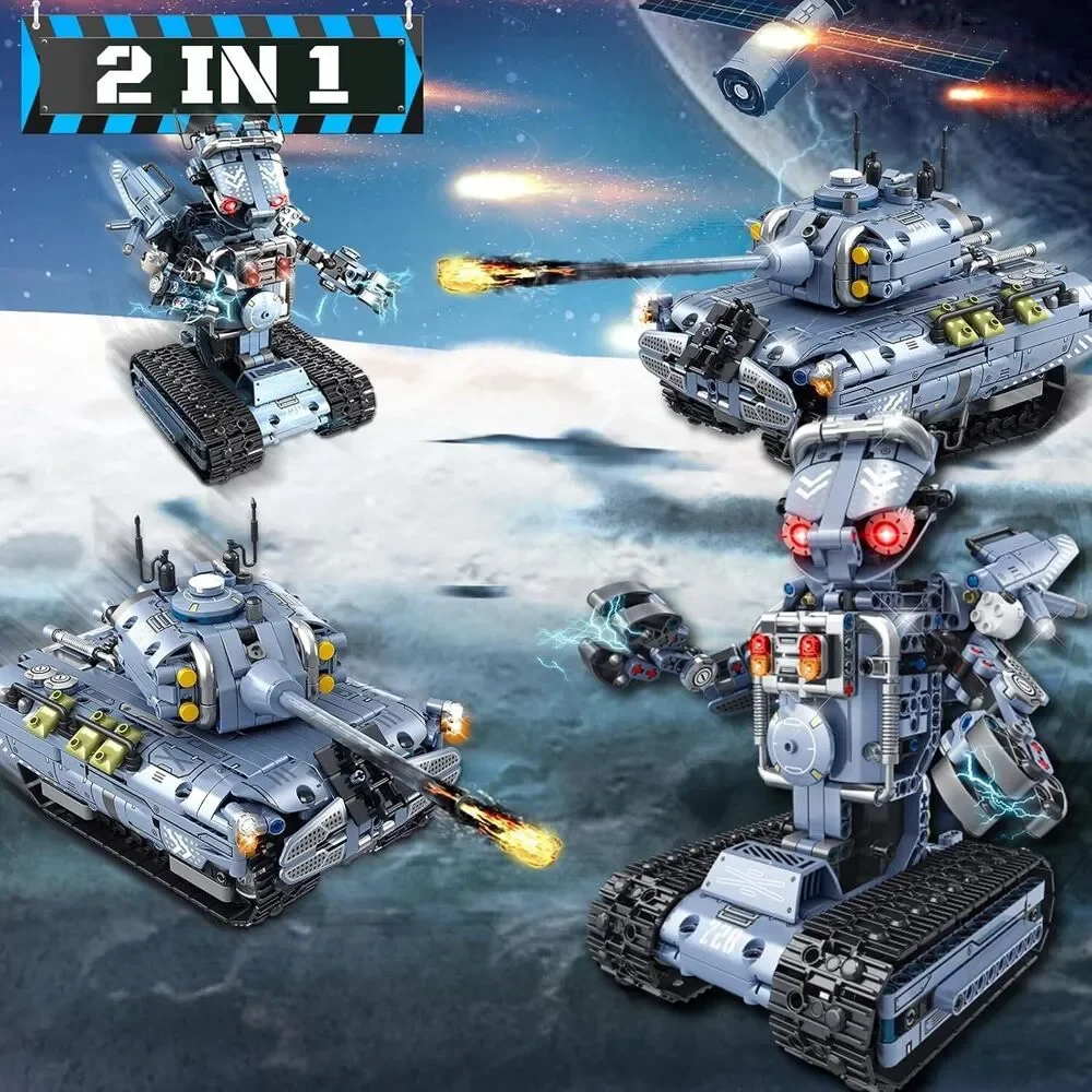 Building Blocks Toy, 779 Pieces, 2-in-1 Robot Kit or Race Car, Programmable Blue